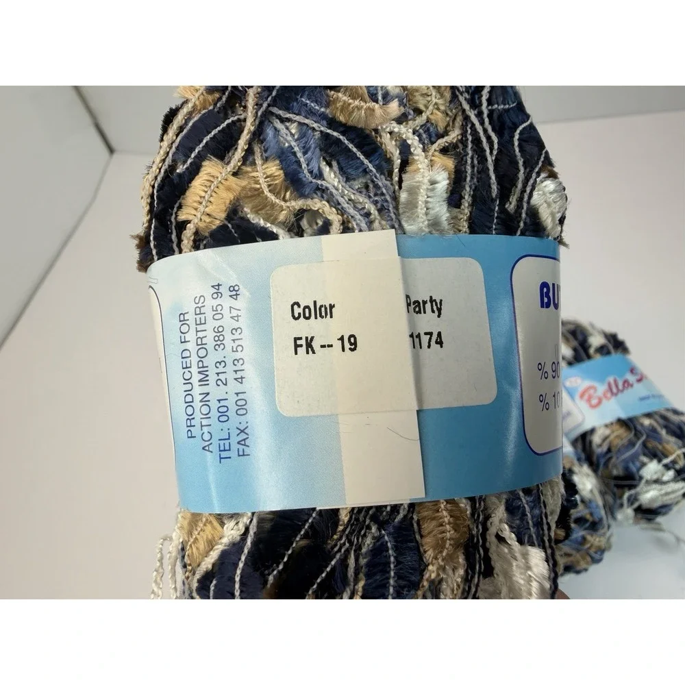 Bella Soft Yarn Butterfly Lot Of 7 50g Each Fringe Rayon‎ Polyamide Blend